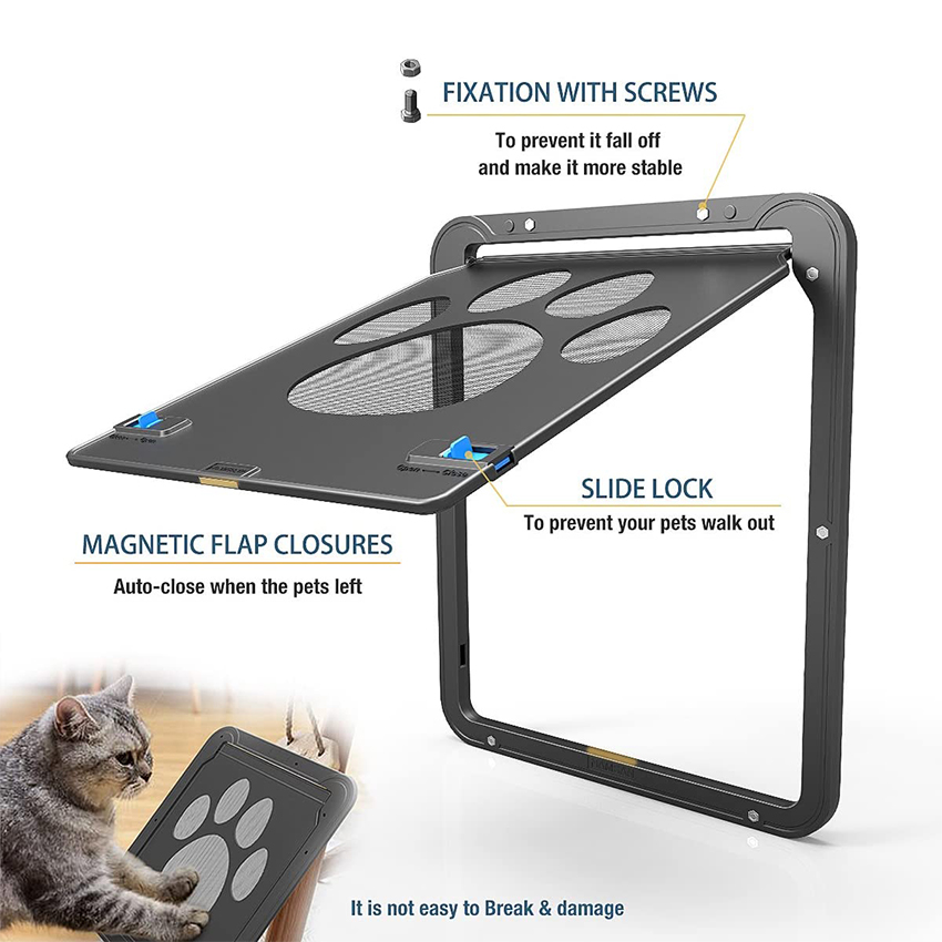 Cat Screen Door Lockable Puppy Safety Magnetic Flap Door Pet Window Gate Exterior Doors Lockable Pet Door for Cat Dogs · v2